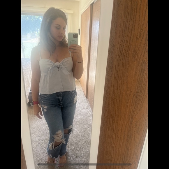 J. Crew seersucker tie front top - Picture 2 of 3